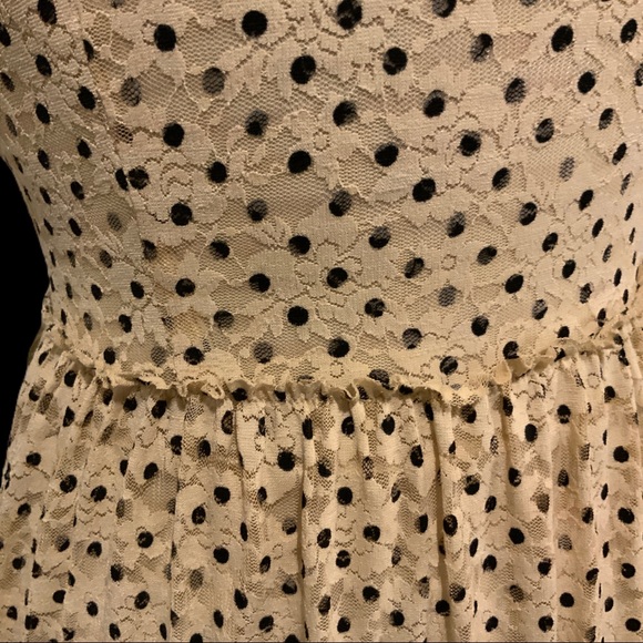 Meadow Rue Anthro Cream-black polka dot lace textured slip lining layers - Picture 14 of 16